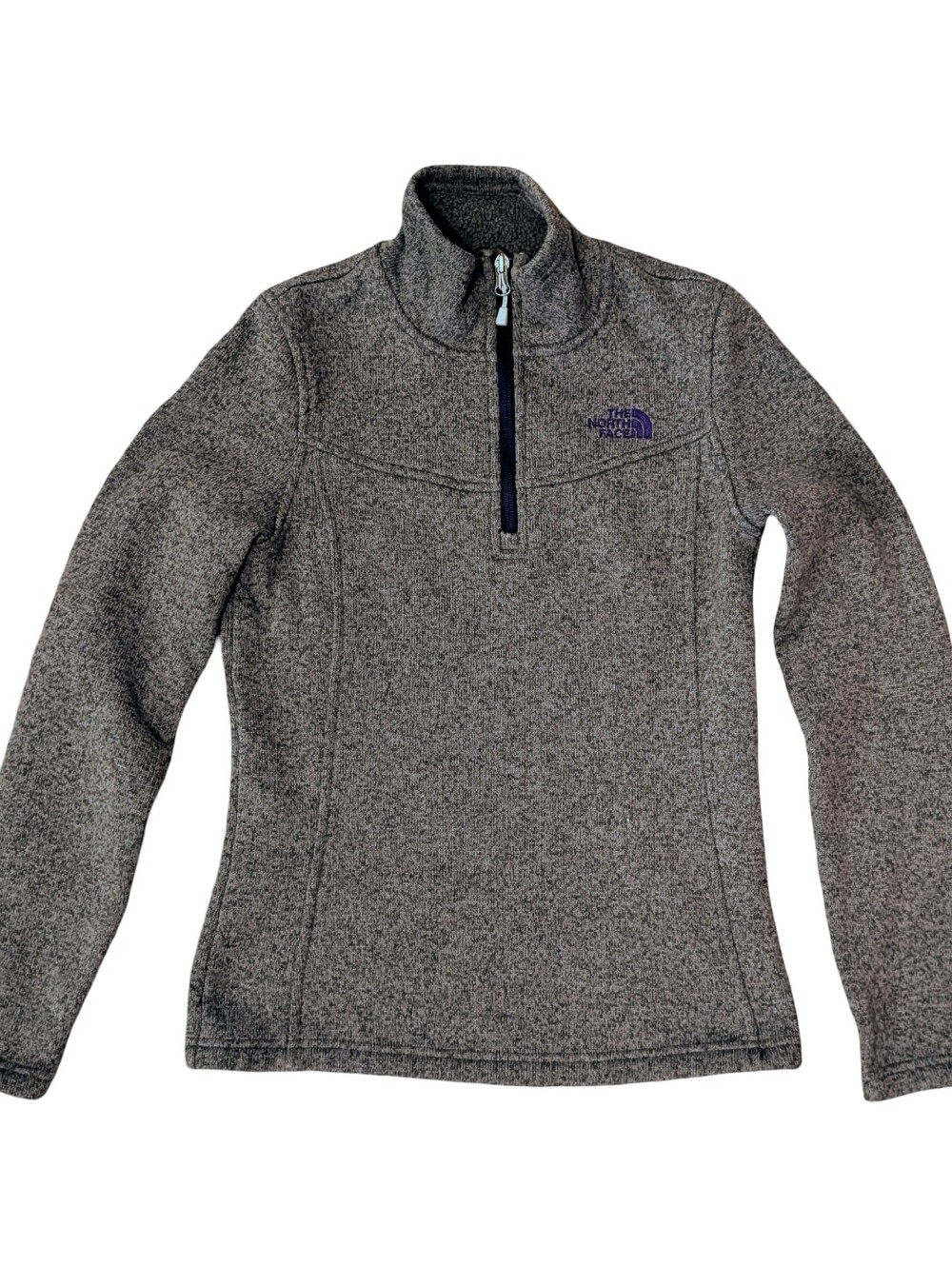 The North Face Quarter Zip Pullover Fleece Sweatshirt Heavy Heathered Gray S